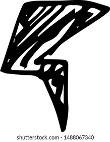 Hand drawn lightning doodle icon. Hand drawn black sketch. Sign cartoon symbol. Decoration element. Isolated on white background. Flat design. Vector illustration.