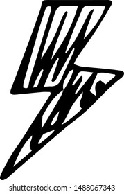 Hand drawn lightning doodle icon. Hand drawn black sketch. Sign cartoon symbol. Decoration element. Isolated on white background. Flat design. Vector illustration.