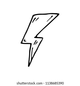 Hand Drawn lightning doodle. Sketch style icon. Decoration element. Isolated on white background. Flat design. Vector illustration.
