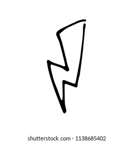 Hand Drawn lightning doodle. Sketch style icon. Decoration element. Isolated on white background. Flat design. Vector illustration.