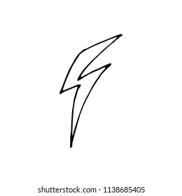 Hand Drawn lightning doodle. Sketch style icon. Decoration element. Isolated on white background. Flat design. Vector illustration.