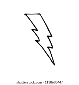 Hand Drawn lightning doodle. Sketch style icon. Decoration element. Isolated on white background. Flat design. Vector illustration.
