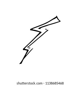 Hand Drawn lightning doodle. Sketch style icon. Decoration element. Isolated on white background. Flat design. Vector illustration.