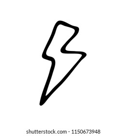 Hand Drawn lightning doodle. Sketch style icon. Decoration element. Isolated on white background. Flat design. Vector illustration.
