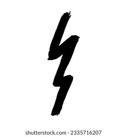Icono de relámpago con mano. Grunge. Vector. Color negro