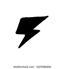 Hand drawn lightning icon isolated on white background. Electric power, thunderbolt, lightning strike sign. Electric bolt flash symbol. Vector illustration