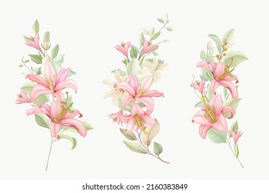 hand drawn lily  bouquet background design