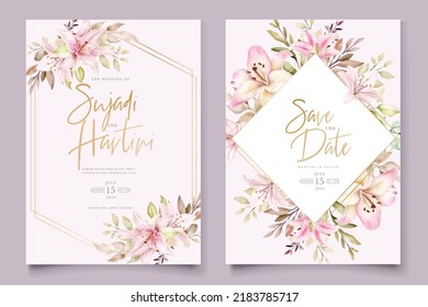 hand drawn lily floral background card set