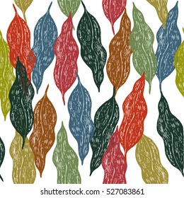 Hand drawn lily in the valley leaf seamless pattern vector illustration