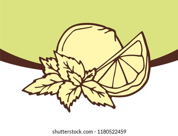
Hand drawn lime and mint for medicinal, for cooking, cosmetics, store, health care, tag label, food design. Botanical illustrations for tags. 
