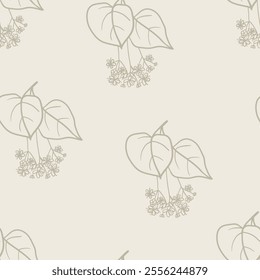 Hand drawn linden flowers seamless pattern. Simple plant design for fabric, textile, wrapping paper, gift paper