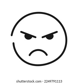 Hand drawn line angry face on white background. Eps 10.