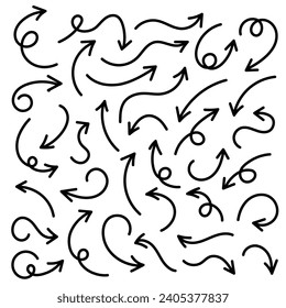Hand drawn line arrow set