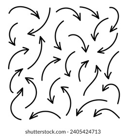 Hand drawn line arrow set