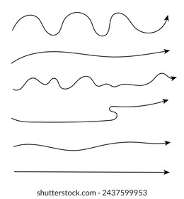 Hand drawn line arrows set. Vector Illustration.