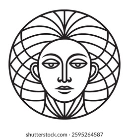 Hand drawn line art abstract woman face.silhouette Continuous one-line art minimal beautiful woman and leaf design in elegant line art style.