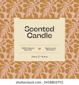 Hand drawn line art botanical vector packaging label design template
