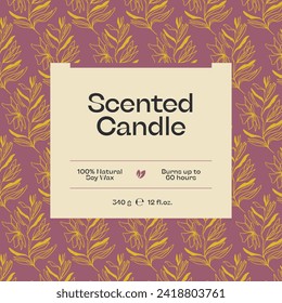 Hand drawn line art botanical vector packaging label design template