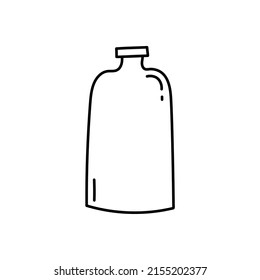 Hand drawn line art bottle. Doodle flower vase. Isolated vector illustration 