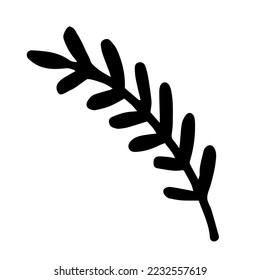 Hand drawn line art of branch leaf in doodle style