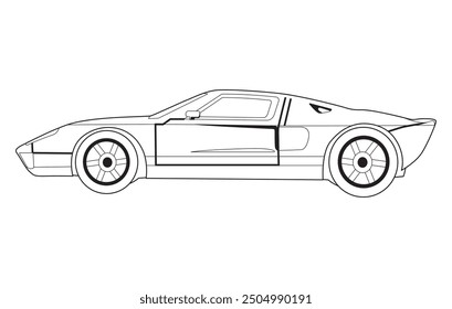 A hand drawn line art car.Classic car outline vector on white transparent background.
.American automobile outline.outline car vector illustration.