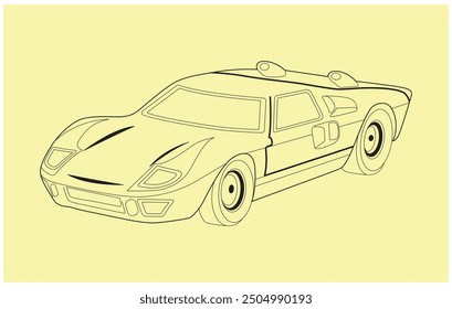 A hand drawn line art car.Classic car outline vector on white transparent background.
.American automobile outline.outline car vector illustration.