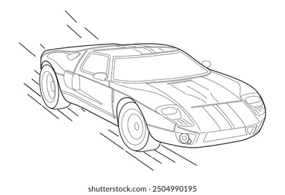 A hand drawn line art car.Classic car outline vector on white transparent background.
.American automobile outline.outline car vector illustration.