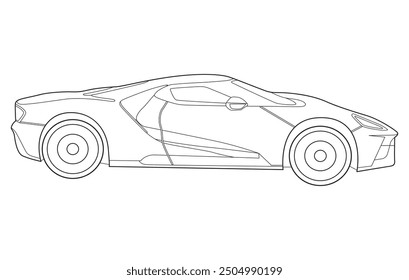 A hand drawn line art car.Classic car outline vector on white transparent background.
.American automobile outline.outline car vector illustration.