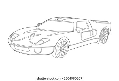 A hand drawn line art car.Classic car outline vector on white transparent background.
.American automobile outline.outline car vector illustration.