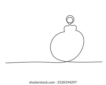 Hand drawn line art of Christmas decoration ball, isolated on white background (backdrop). Holidays. Culture. Vector illustration.