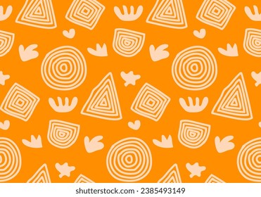 hand drawn line art circle triangle square. Background design vector. 