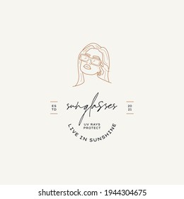 Hand drawn line art cosmetics vector logo design template. Illustration of elegant signs and badges for beauty, natural and organic products, cosmetics, spa and wellness, fashion, wedding and jewelry