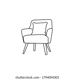 Sofás de diseño de líneas estilizadas a mano aislado en fondo blanco