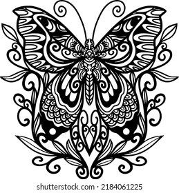 ฺฺButterfly hand drawn line art doodle Zentagle art