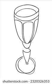 Hand drawn line art doodle cartoon vector illustration symbol icon glass cocktail wine bocal freehand style isolated on white background for cafe restaurant menu, food, wrapping, card, graphic design