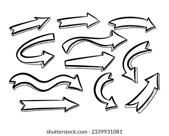 Hand drawn line art doodle style vector arrow collection vector