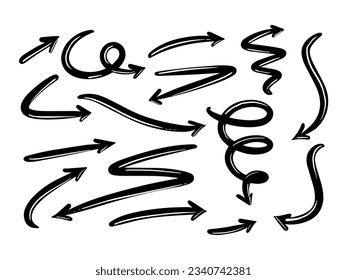 Hand drawn line art doodle style vector arrow collection vector