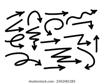 Hand drawn line art doodle style vector arrow collection vector