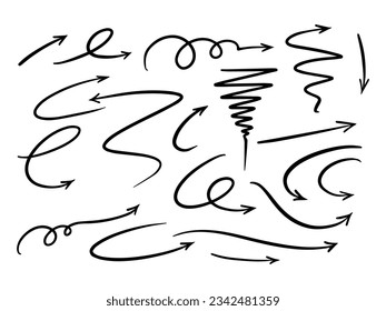Hand drawn line art doodle style vector arrow collection vector