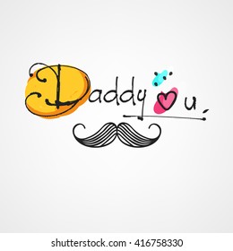 A hand drawn line art doodle text based greeting card design for Happy Father's Day.
