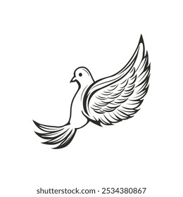 Hand Drawn Line Art Dove Illustration - 10