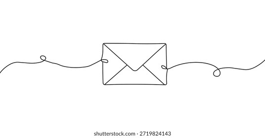 Traçado à mão de um envelope com uma linha tracejada representando a comunicação ou o envio de mensagens