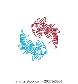 Hand drawn line art of fish (Koi carp).Idea for tattoo and coloring 