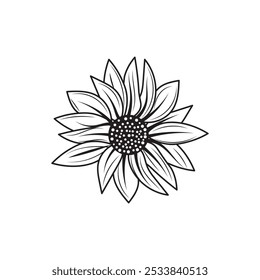 Hand Drawn Line Art Flower - 04