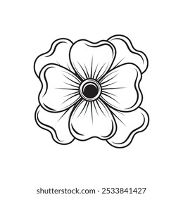 Hand Drawn Line Art Flower - 09