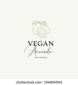 Hand drawn line art food logo design. Modern logo for brand identity. Vector line icon template