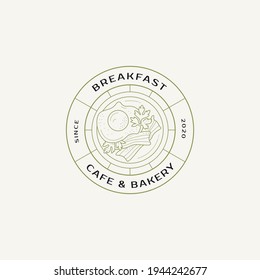 Hand drawn line art Food logo design template. Graphic icon symbol for cafe, restaurant, cooking business. Modern linear label, emblem, badge