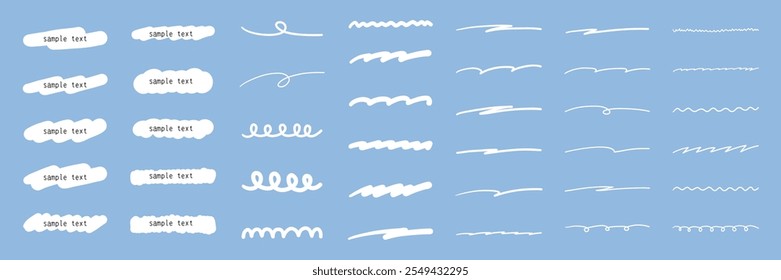 Hand drawn line art frame set. Handwritten, vector, line, doodle, swirl