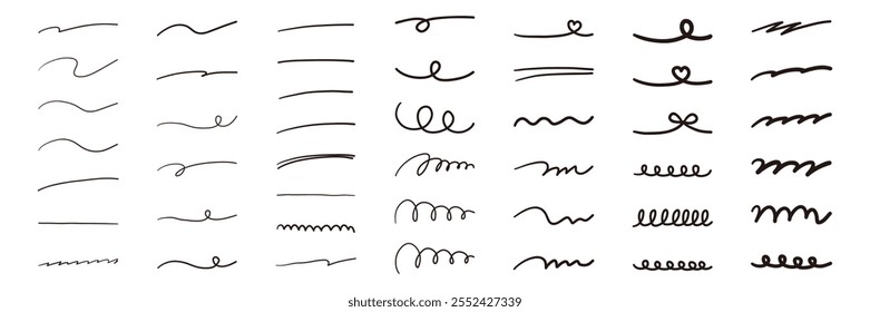 Conjunto de marco de arte de línea dibujado a mano. Escrito a mano, Vector, línea, garabato, remolino