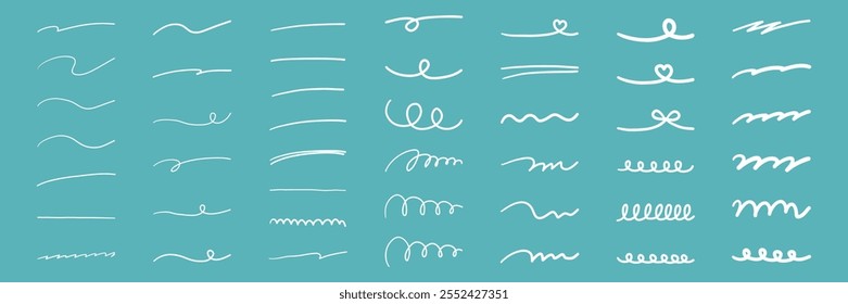Hand drawn line art frame set. Handwritten, vector, line, doodle, swirl